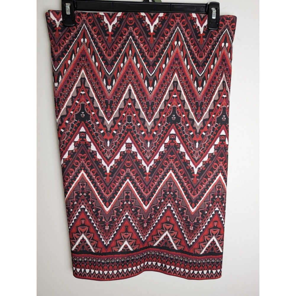 Dressbarn Red White Wine Zig Zag Chevron Pencil Skirt Plus Size 3X Office Career